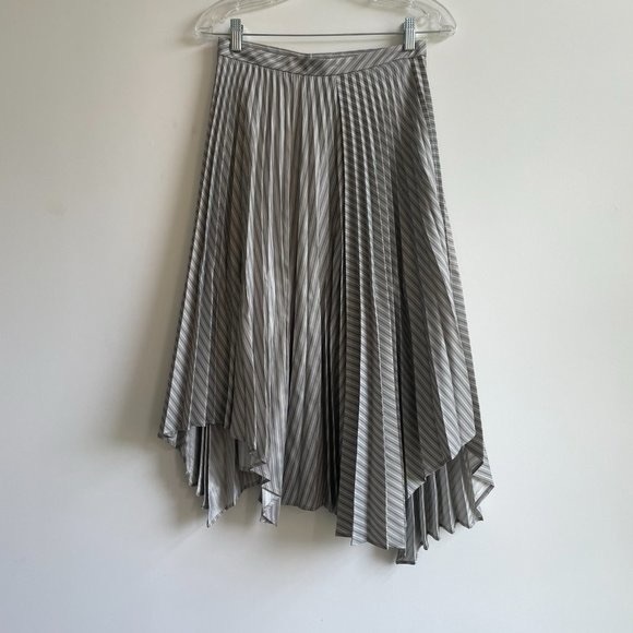 Acne Studios grey stripe pleated slit midi skirt - Picture 5 of 10